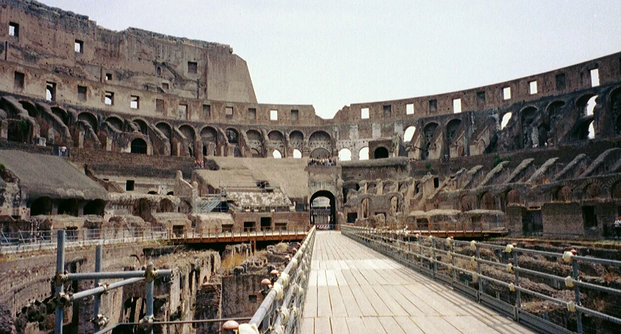 What is left of the Colosseum, the animal caves below