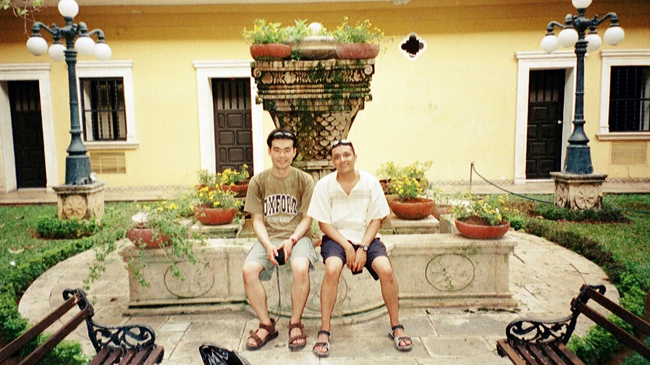 Me and Tosh at a hotel on zocolo with toucans