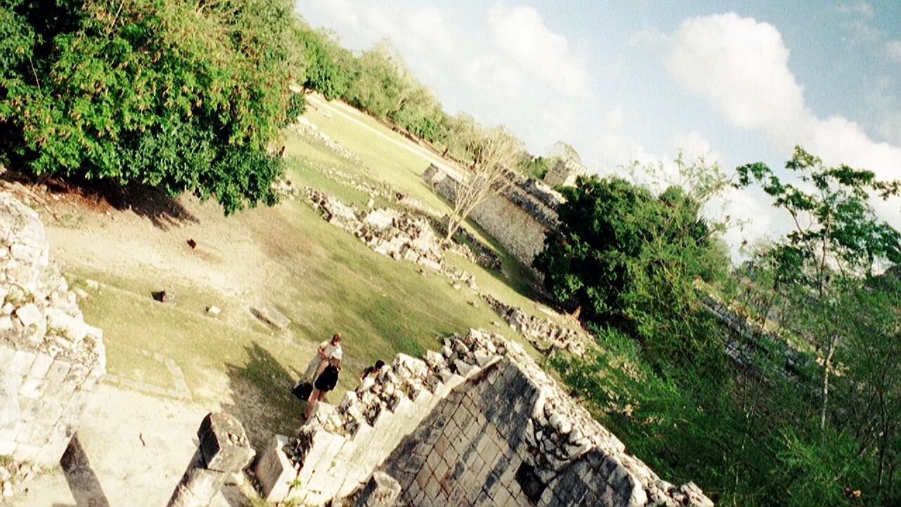 I climbed (illegally to the top of this ruin) - Tosh, Ria, Helen at the bottom