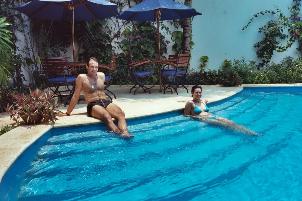 George and Melina by the pool