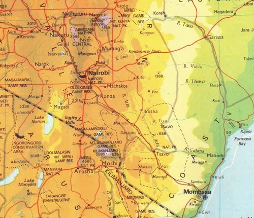Map of Kenya showing the main honeymoon stops