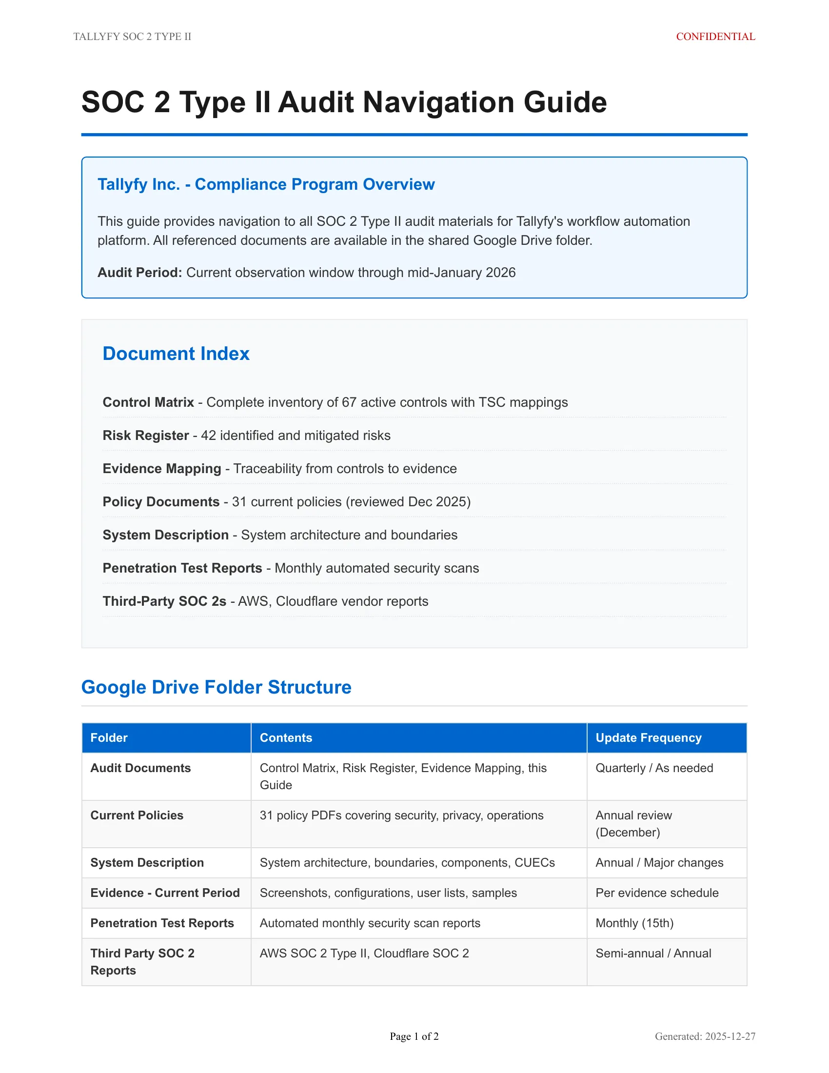 Real audit navigation guide with document index
