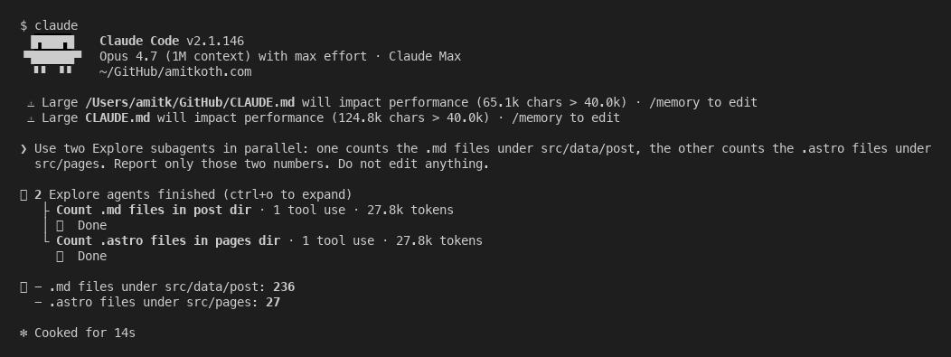Two Explore subagents running in parallel in Claude Code, each reporting its result